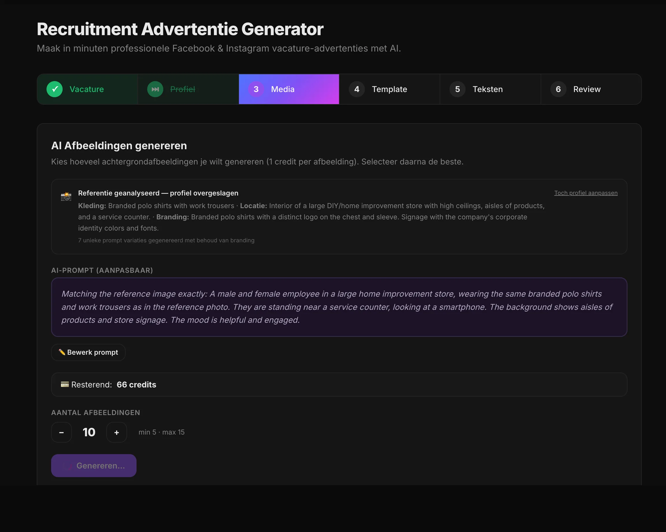 aiMarketeer Recruit, stap 2: AI analyseert je profiel Stap 2: AI analyseert je profiel. aiMarketeer Recruit recruitment marketing flow